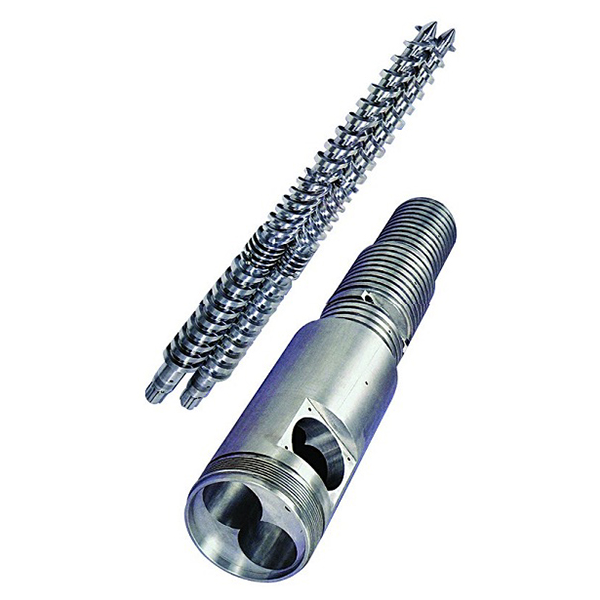 Conical twin-screw barrel